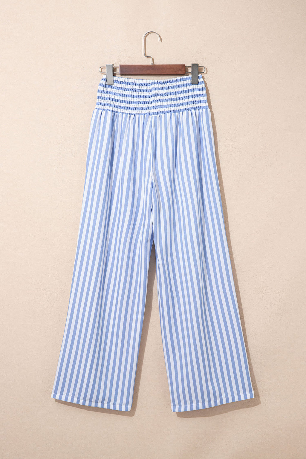 Light beige Brooke Waist Loose Summer Pants from Threaded Pear, featuring a relaxed fit and lightweight fabric for warm weather.