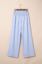 Light beige Brooke Waist Loose Summer Pants from Threaded Pear, featuring a relaxed fit and lightweight fabric for warm weather.