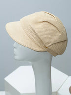 Lightweight woven straw newsboy cap by Plush Fashion Hub, breathable summer hat with a classic newsboy design and textured straw material.