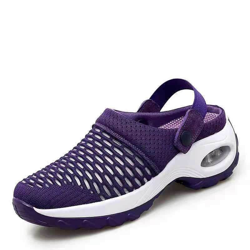 Breathable light air cushion women’s sandals with one pedal design, suitable for spring and summer, by Plush Fashion Hub.
