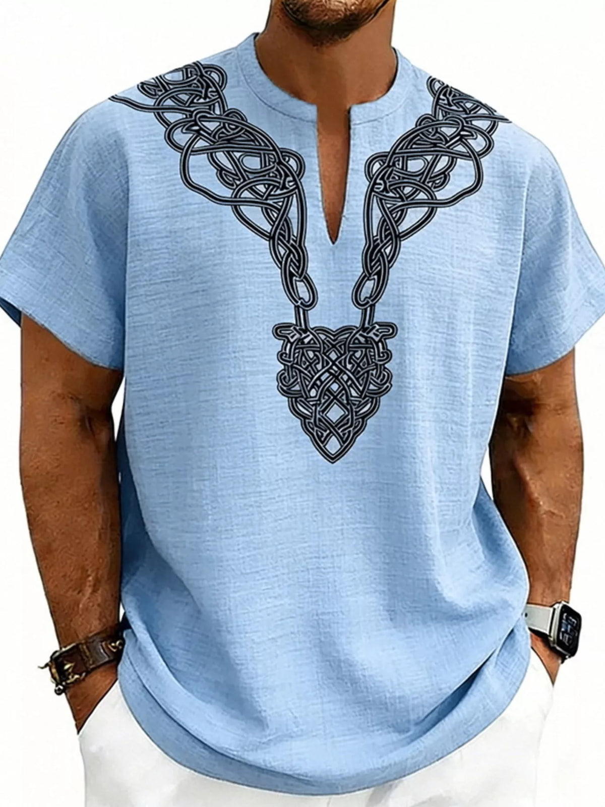 Men's plus size printed short sleeve blouse with notched collar from Plush Fashion Hub, featuring vibrant floral design