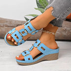 Open toe wedge sandals by Shopimist featuring a stylish design with a comfortable heel and casual summer style.