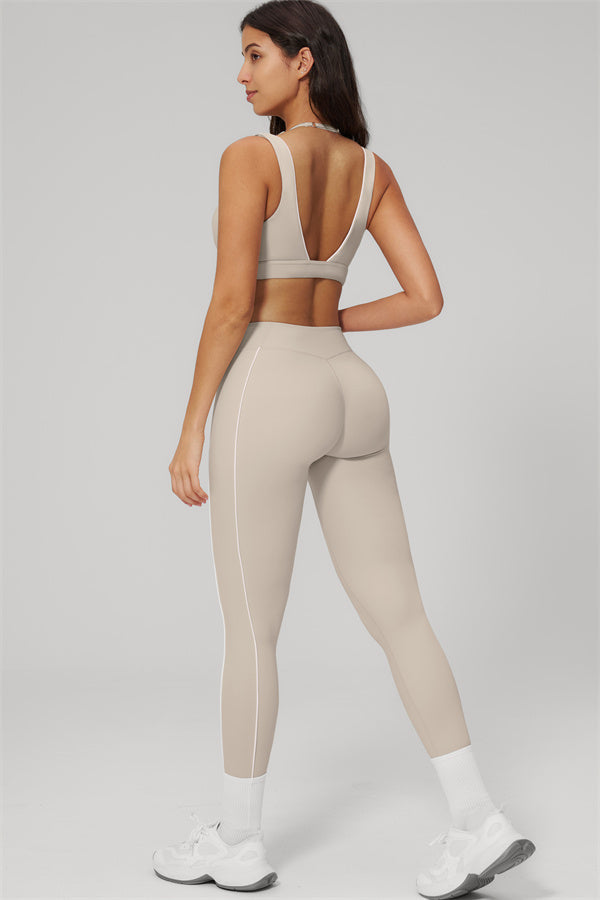 Fitglutes Activewear sports bra and leggings set featuring the Clarity Contour Line design, perfect for workout and gym sessions.
