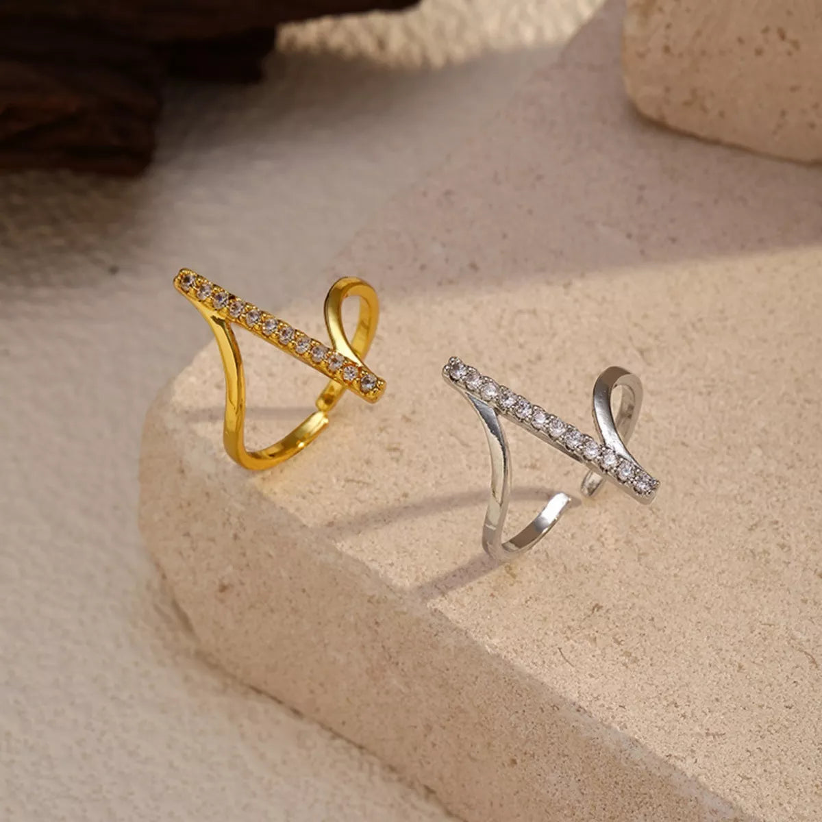 Shopimist irregular rhinestone ring featuring a unique design with sparkling stones on a silver band.