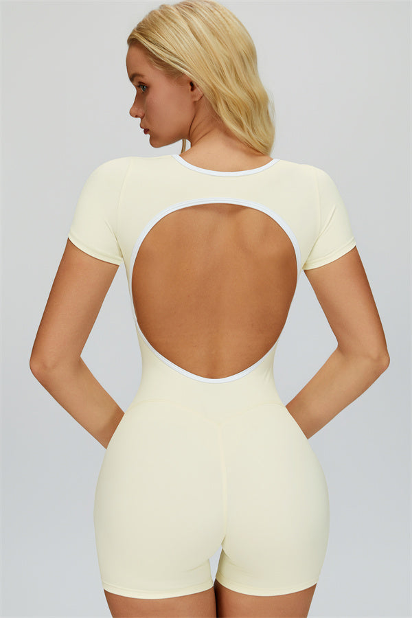 Fitglutes Activewear The Whisper Romper jumpsuit in sleek, fitted design, perfect for gym workouts and activewear activities.