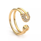 Silver zircon double band open ring from Shopimist featuring sparkling cubic zirconia stones on a sleek design.