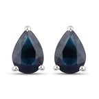 Genuine 1.60 carat blue sapphire earrings in 14K white gold with a classic stud design.