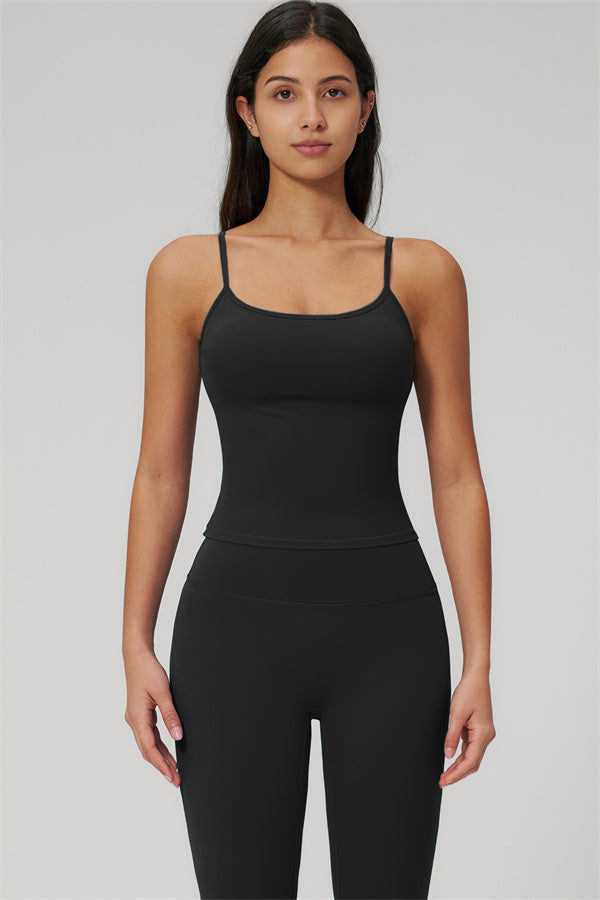 Fitglutes Activewear Rapture tank top and leggings 2-piece set, black athletic gymwear and workout clothes for women.