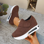 Women's round toe platform sneakers by Trendsi with trendy mid-heel casual design and stylish silhouette.