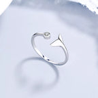 925 Sterling Silver Whale Tail Ring featuring a detailed whale tail design, perfect for ocean-inspired jewelry lovers.