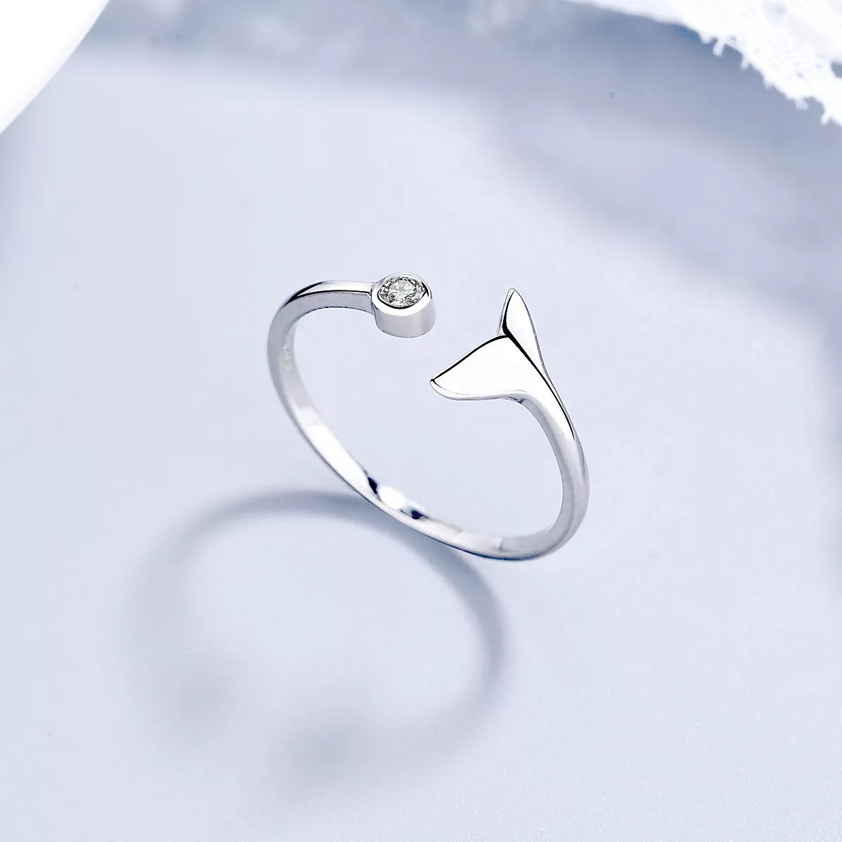 925 sterling silver whale tail ring featuring a detailed design, perfect for ocean-inspired jewelry enthusiasts.