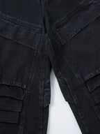 Men's wide leg denim jeans from Plush Fashion Shop, showing the relaxed fit and classic blue denim fabric.