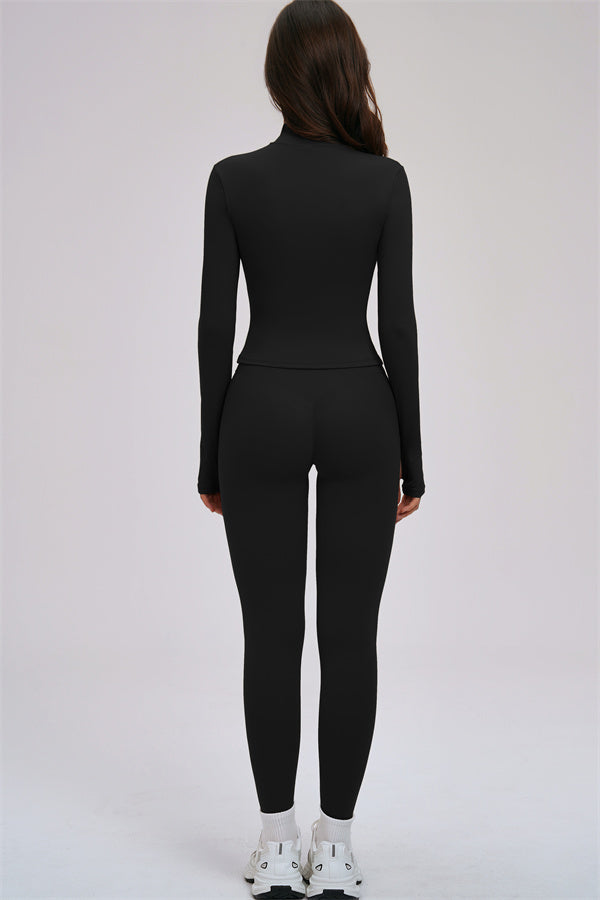 Fitglutes Activewear 3-piece set with a zip jacket, cross-back sports bra, and matching leggings for gym and workout activities.