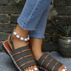 Open toe buckle sandals by Shopimist featuring a stylish strap design and comfortable heel for casual summer wear