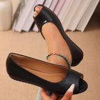Shopimist peep toe flats sandals with open toe design and sleek style, perfect for casual or dressy summer wear.