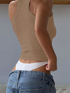 Ribbed Square Neck Tank Top