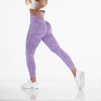 Snowflake camouflage seamless yoga pants by Plush Fashion Hub, high-waisted activewear leggings with a stylish winter-inspired pattern.