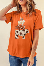 Shopimist animal design short sleeve t-shirt featuring a unique animal print on soft fabric, perfect for casual wear.