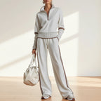 Women’s casual long sleeve two-piece sports set by Plush Fashion Hub, featuring comfortable fit and stylish design.