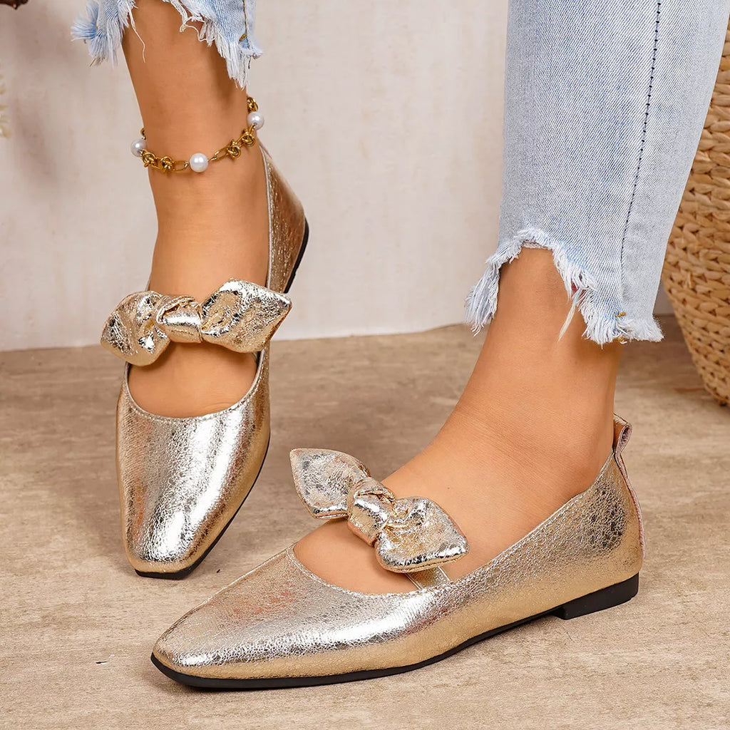 Plush Fashion Hub bow square toe slip-on sandals with stylish design and comfortable fit, perfect for casual wear.