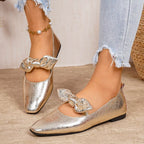 Plush Fashion Hub bow square toe slip-on sandals with stylish design and comfortable fit, perfect for casual wear.