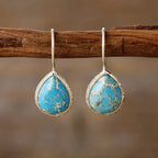 Copper natural stone teardrop earrings featuring earthy tones and elegant design, handcrafted jewelry by Shopimist.