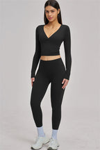 Fitglutes Activewear long sleeve crop top with fitted design, ideal for gym and workout sessions.