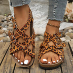 Leopard buckle platform sandals by Shopimist featuring a chunky heel, leopard print straps, and adjustable buckle closure.