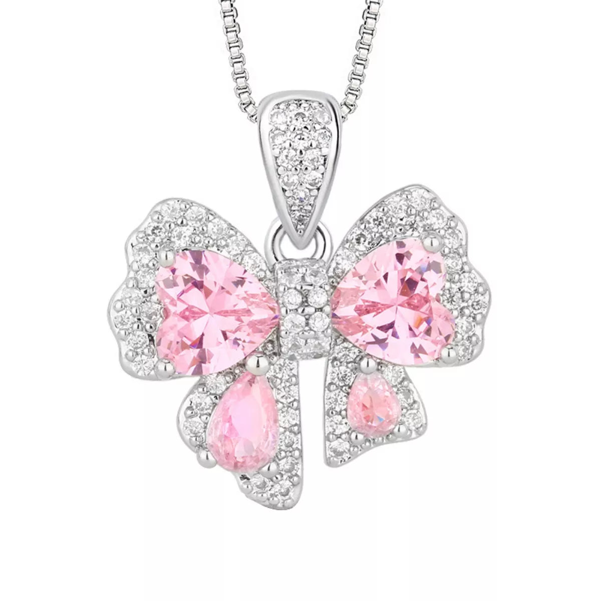 Zircon Bow Pendant Necklace by Shopimist featuring a sparkling zircon bow charm on a delicate chain.