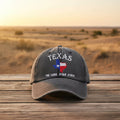 Adjustable Texas Lone Star embroidered vintage washed baseball cap by FitiqueFit, unisex hat with distressed finish and classic design.