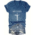 Women's FitiqueFit V-neck T-shirt with geometric cross design, casual short sleeve top, perfect for summer wear