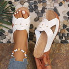Shopimist open toe wedge sandals with chunky heel and ankle strap, stylish footwear for casual and summer wear.