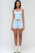 Fitglutes Activewear crop top and shorts 2-piece set, stylish gymwear and sportswear for workout and active lifestyle.