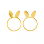 18K gold-plated bunny ear ring from Shopimist featuring a cute bunny ear design and shiny gold finish.