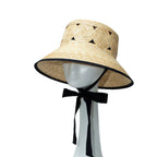 Plush Fashion Hub classic straw sun hat with elegant contrast trim, perfect for summer style and outdoor protection.