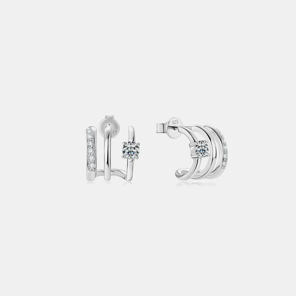 925 sterling silver moissanite earrings with sparkling gemstones, stylish fashion jewelry for women.