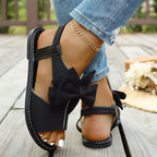 Shopimist open toe bow sandals featuring stylish design, featuring a bow detail on the front strap and slim heels.