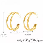 18K gold-plated chunky twisted hoop earrings with bold, textured design, showcasing stylish and statement jewelry.