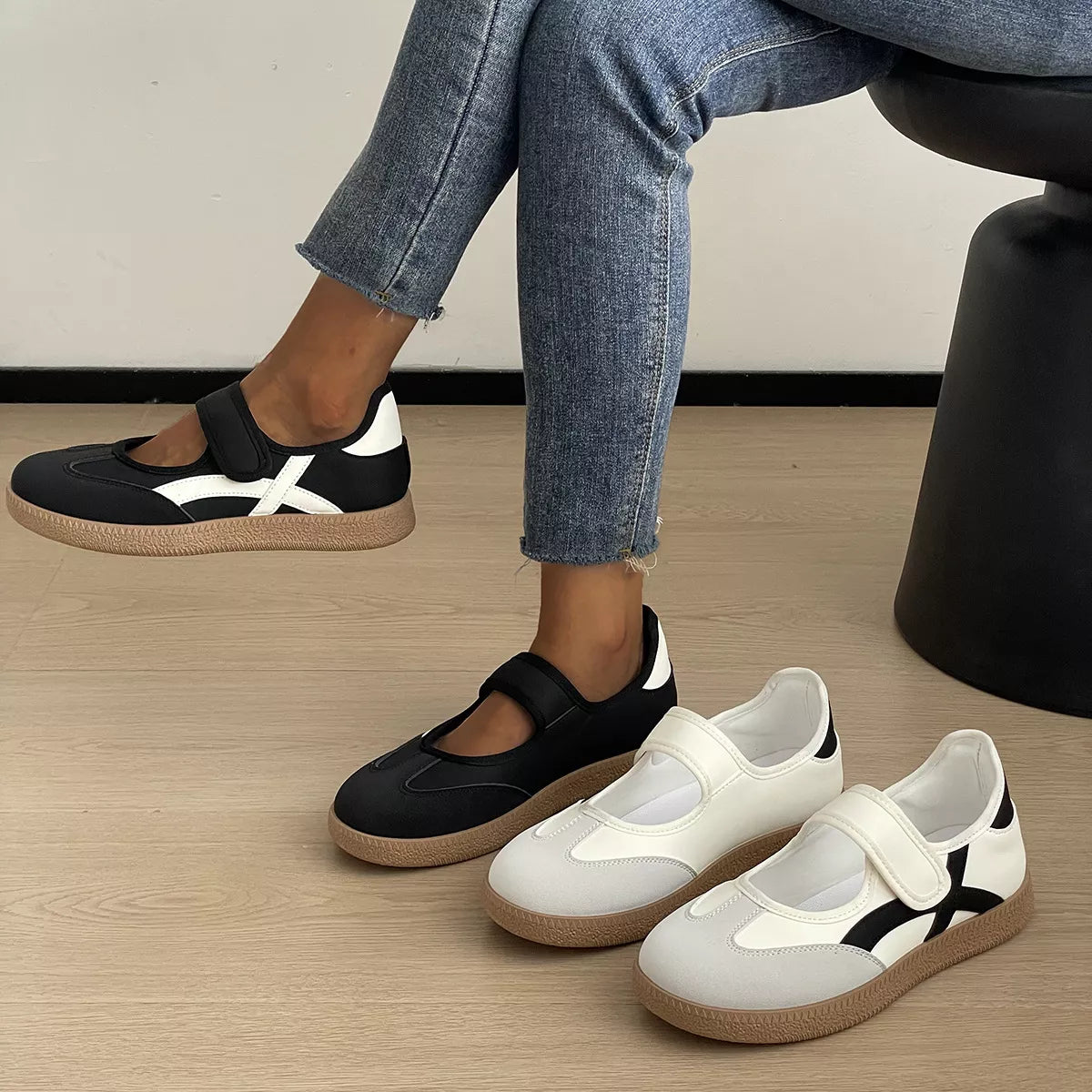 Plush Fashion Hub round toe slip-on shoes with a sleek design, perfect for casual or office wear.