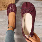 Trendsi Bow Decor Split Toe Slip-On Shoe with stylish bow detail and comfortable slip-on design, perfect for casual wear.