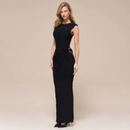 FitiqueFit sleeveless bodycon dress with high waist and back split, casualwear style shown on a model.