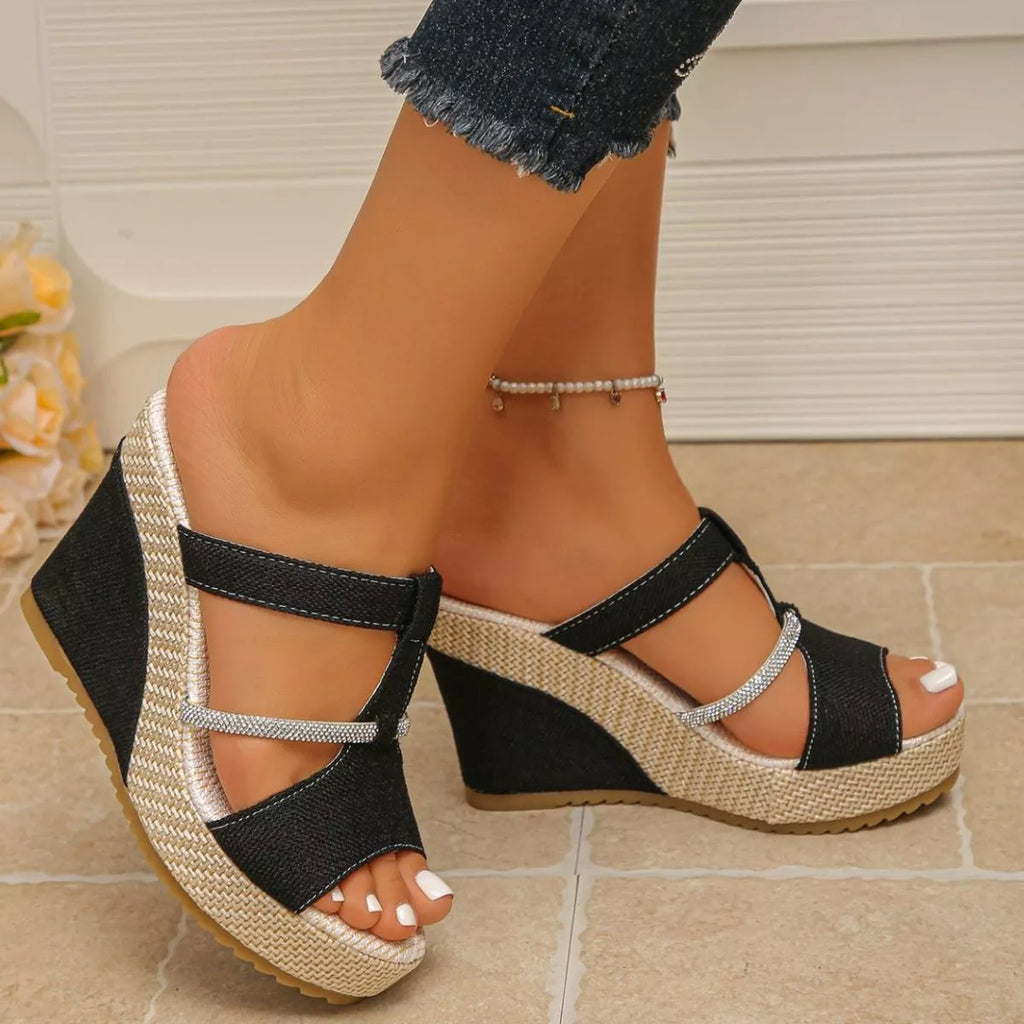 Open toe platform sandals by Shopimist featuring chunky heels, adjustable straps, and a stylish modern design.