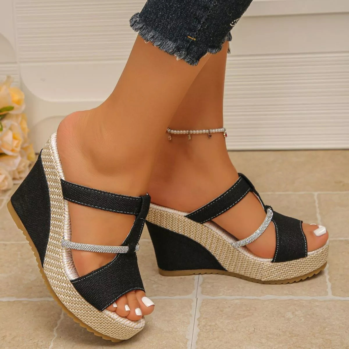 Open toe platform sandals by Shopimist featuring chunky heels, adjustable straps, and a stylish modern design.