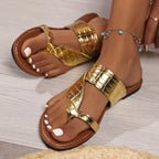 Crocodile-embossed thong sandals by Shopimist featuring tan straps and flat soles, perfect for casual summer wear.