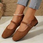 Women's vintage Mary Jane pumps by FitiqueFit featuring classic flat design and stylish leather upper.