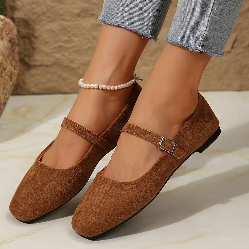 Women's vintage Mary Jane pumps by FitiqueFit featuring classic flat design and stylish leather upper.