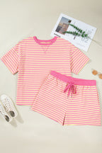 Plus size Lilliana Stripe Boxy loungewear set by Threaded Pear, featuring a comfortable striped top and matching bottoms.