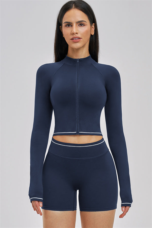 Fitglutes Activewear shorts from The Unbound Jacket Shorts 2-Piece Set, featuring sporty bottoms with a sleek, fitted design.