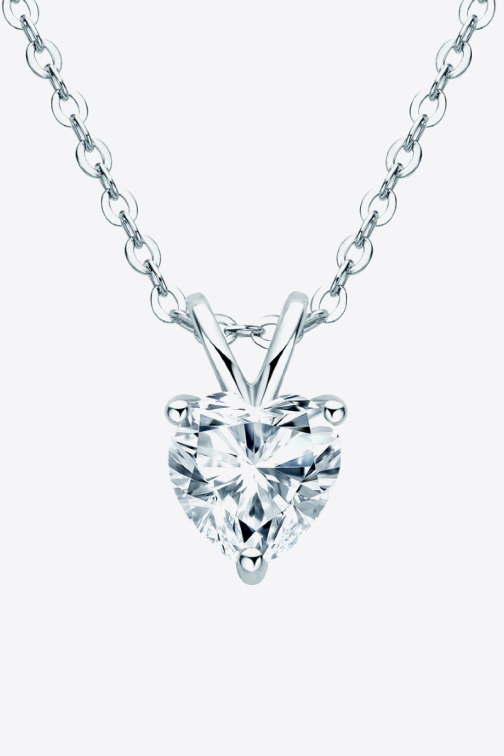 Heart-shaped moissanite pendant necklace with 1 carat stone, crafted by Shopimist, featuring a sparkling, elegant jewelry design.