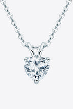 Heart-shaped moissanite pendant necklace with 1 carat stone, crafted by Shopimist, featuring a sparkling, elegant jewelry design.